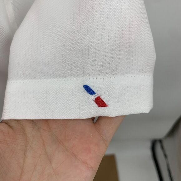 American Airlines Lands End Button Shirt Plus 18W White Herringbone Short Sleeve - Picture 6 of 12